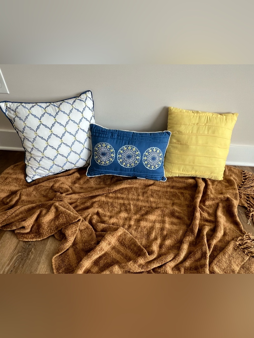 Madison Park Boho 3-Pc Throw Pillow Set - Blue & Yellow Decor Bundle